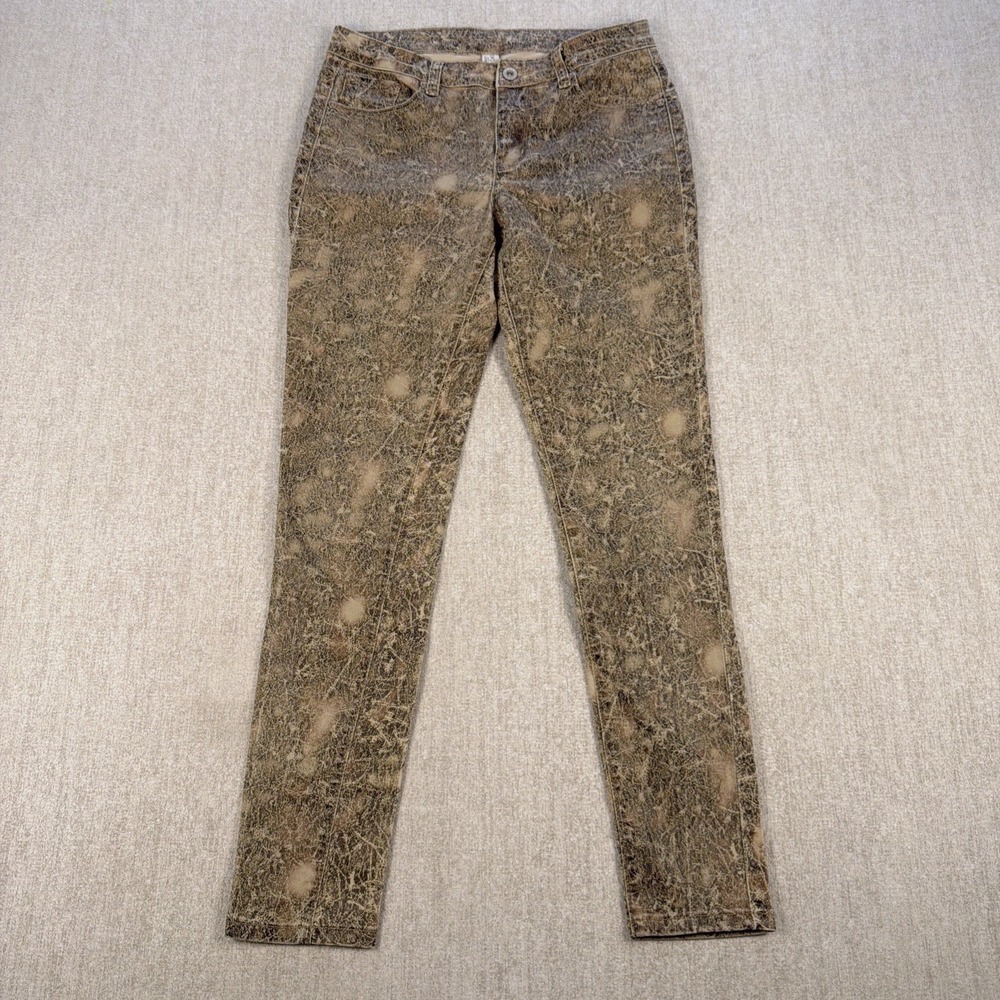 Y2K Tempo Paris Skinny Jeans Women's Small Acid Wash Camo Print Grunge Moto